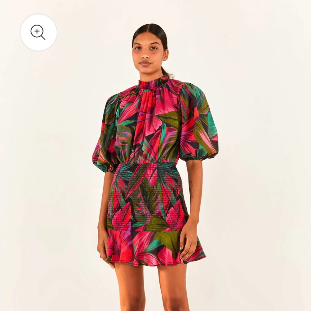 Farm Rio Midnight Leaves Mini Dress Size Small